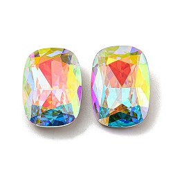 Glass Rhinestone Cabochons, Point Back & Back Plated, Faceted, Rectangle, Alexandrite, 18x13x7mm(RGLA-M017-E03-001ST)