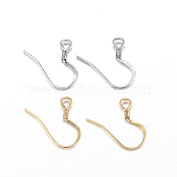 304 Stainless Steel French Earring Hooks, with Horizontal Loop, Flat Earring Hooks, Mixed Color, 14x17x2mm, Hole: 2mm, Pin: 0.7mm(X-STAS-N0013-15)