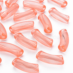 Transparent Acrylic Beads, Curved Tube, Light Coral, 36x13.5x11.5mm, Hole: 4mm, about 148pcs/500g(MACR-S372-001C-005)