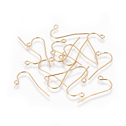 304 Stainless Steel Earring Hooks, with Horizontal Loop, Golden, 11.5x24mm, Pin: 0.6mm(X-STAS-G191-12G)