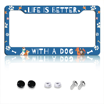 Aluminum Alloy Decoration Frame, for Licence Plate, with Screw & Nut, Rectangle, Dog, 160x310x5mm
