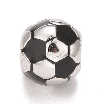 304 Stainless Steel European Beads, Large Hole Beads, Football, Stainless Steel Color, 9.5x8.5mm, Hole: 4.5mm