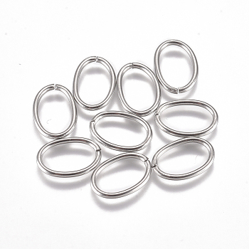 304 Stainless Steel Jump Rings, Open Jump Rings, Oval, Stainless Steel Color, 16 Gauge, 13x9x1.2mm, Inner Diameter: 10.5x6.5mm