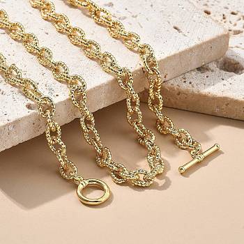 Brass Twisted Cable Chain Necklaces with OT Clasps for Men Women, Long-Lasting Plated, Real 18K Gold Plated, 19.69 inch(50cm)