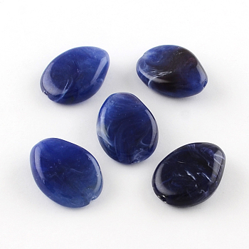 Teardrop Imitation Gemstone Acrylic Beads, Medium Blue, 25x19x9mm, Hole: 2mm, about 55pcs/153g