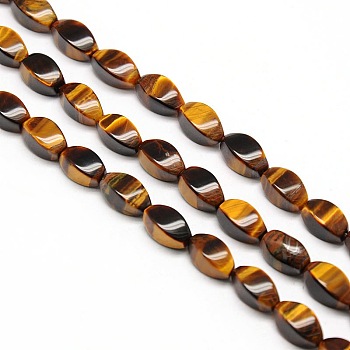 Natural Twist Tiger Eye Beads Strands, 12x6x6mm, Hole: 1mm, about 33pcs/strand, 15.74 inch