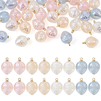 40Pcs 4 Colors Imitation Gemstone Acrylic Pendants, with Golden Tone Iron Findings, Strawberry, Mixed Color, 18.5x13x13mm, Hole: 1.6mm, 10pcs/color