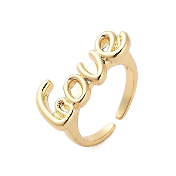 Bass LOVE Open Cuff Rings for Women, Real 18K Gold Plated, Inner Diameter: Adjustable