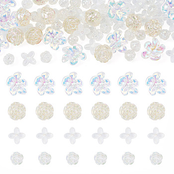 DIY Jewelry Making Findings Kits, including Acrylic Beads & Bead Caps, AB Color, Flower, Clear AB, 11.5~20.5x11.5~24x5.5~16.5mm, Hole: 1.5~2.5mm, 70pcs/set