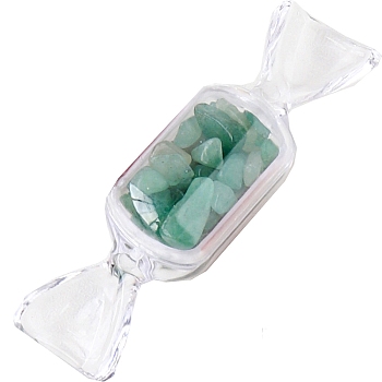 Raw Natural Green Aventurine Chip in Plastic Candy Box Display Decorations, Reiki Energy Stone Ornament, 80mm