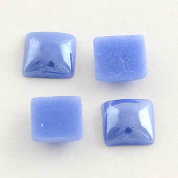 Pearlized Plated Opaque Glass Cabochons, Square, Cornflower Blue, 6x6x3mm