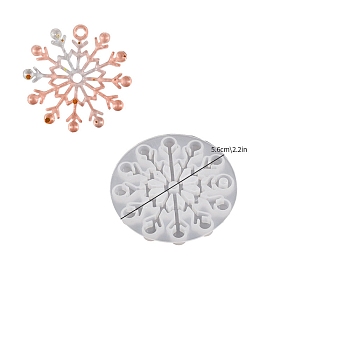 Christmas Snowflake DIY Silicone Pendant Molds, Resin Casting Molds, For UV Resin, Epoxy Resin Jewelry Pendant Making, White, 56x5.5mm, Hole: 4mm, Inner Diameter: 52.5mm