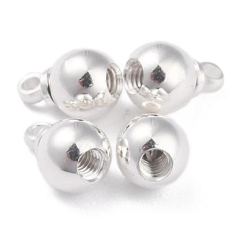 Brass Bead Cap Pendant Bails, Long-Lasting Plated, with Threaded Hole, Round, 925 Sterling Silver Plated, 8.5x6mm, Hole: 1.4mm, Inner Diameter: 2mm, Screw: 3x6.2mm