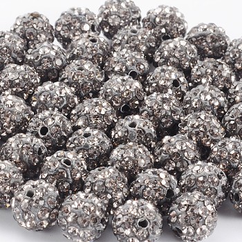 Polymer Clay Rhinestone Beads, Pave Disco Ball Beads, Grade A, Black Diamond, PP11(1.7~1.8mm), 8mm, Hole: 1.5mm