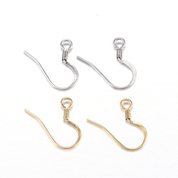 304 Stainless Steel French Earring Hooks, with Horizontal Loop, Flat Earring Hooks, Mixed Color, 14x17x2mm, Hole: 2mm, Pin: 0.7mm