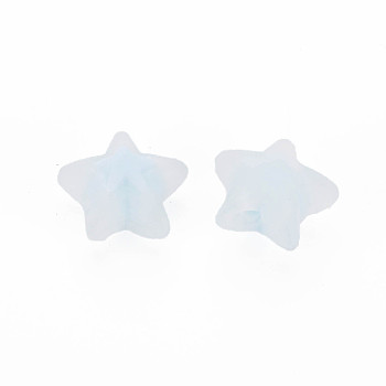 Transparent Acrylic Beads, Frosted, Bead in Bead, Star, Light Cyan, 15.5x16x9.5mm, Hole: 3mm, about 569pcs/500g