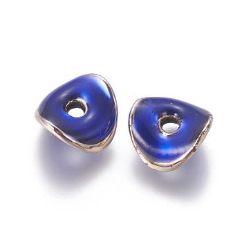 Alloy Enamel Beads, Twist, Blue, Light Gold, 9.5x9.5x4mm, Hole: 2mm
