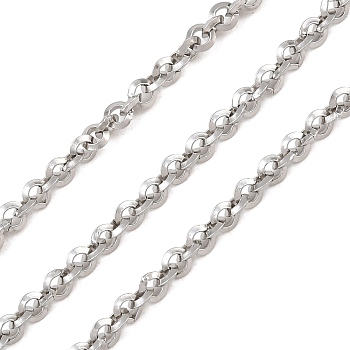 304 Stainless Steel Rolo Chain, Unwelded, with Spool, Stainless Steel Color, 3x1mm
