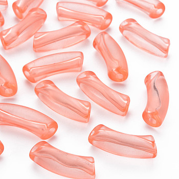 Transparent Acrylic Beads, Curved Tube, Light Coral, 36x13.5x11.5mm, Hole: 4mm, about 148pcs/500g