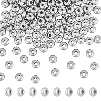 Unicraftale 200Pcs Rondelle 304 Stainless Steel Beads, Rondelle, Stainless Steel Color, 6x3mm, Hole: 2mm