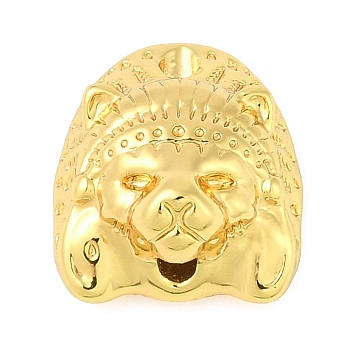 Brass Spacer Beads, Lion, Real 18K Gold Plated, 14x12.5x7.5mm, Hole: 1.6mm