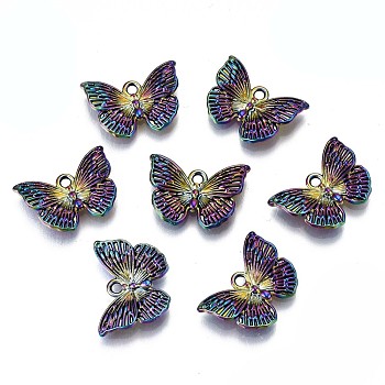 Alloy Pendants, Cadmium Free & Lead Free, Butterfly, Rainbow Color, 13x18x3mm, Hole: 1.6mm