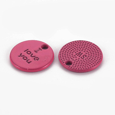 Cerise Flat Round Alloy Charms