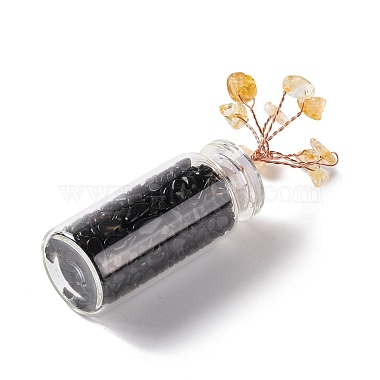 Чип натуральный черный обсидиан и цитрин украшения для витрины(DJEW-D005-01R-06)-3