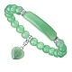 Natural Green Aventurine Curved Rectangle Stretch Braclets with Heart Charm(PW-WG54678-04)-1