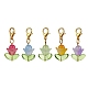Flower Natural Jade & Glass Pendant Decooration(HJEW-JM01605)-1