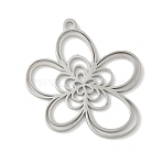 304 Stainless Steel Pendants, Flower Charm, Laser Cut, Anti-Tarnish, Stainless Steel Color, 34x30x1.2mm, Hole: 2mm(STAS-V016-02P)