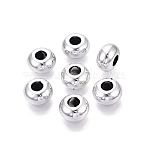 UV Plating Opaque Acrylic European Beads, Rondelle, Large Hole Bead, Silver, 13.5~14x8~8.5mm, Hole: 5.5mm(OACR-Q200-10A-01)