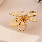 Flower Adjustable Alloy Finger Rings, Golden, Inner Diameter: 18mm(FS-WG68E55-06)