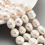 Natural Cultured Freshwater Pearl Beads Strands, Grade AB, Rice, Snow, 12~15mm, Hole: 0.7mm, about 14pcs/strand, 7.28~7.09''(18~18.5cm)(PEAR-P062-23)