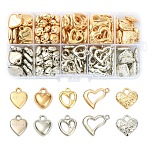 170Pcs 10 Styles CCB Plastic Pendants, Heart Charms, Mixed Color, 11.5~22x9.5~17x3.5~5mm, Hole: 1.6~4mm(CCB-YW0001-82)