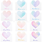 60Pcs 6 Colors Paper Greeting Cards, Tent Cards, Rectangle with Heart, Mixed Color, 137x98x0.3mm, 10pcs/color(DIY-GF0011-24)
