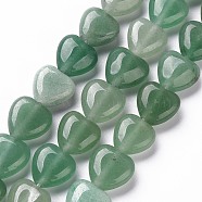 Natural Green Aventurine Bead Strands, Heart, 10x10x5mm, Hole: 1mm, about 40pcs/strand, 15.3 inch(G-R190-14)
