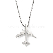 Zinc Alloy Pendant Necklaces,  201 Stainless Steel Chains Necklaces, Airplane, 23.62 inch(60cm), pendant: 39x38mm(NJEW-M211-14F-P)