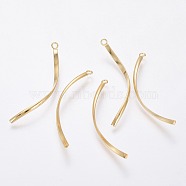 304 Stainless Steel Pendants, Twist, Real 18K Gold Plated, 40x2x1mm, Hole: 1.6mm(STAS-F230-04G)