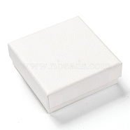 Cardboard Ring Boxes, with Sponge Inside, for Jewelry Display Rings, Small Watches, Necklaces, Earrings, Bracelet Gift Packaging Box, Square, White, 7x7x2.6cm(X-CON-P008-D01-01)