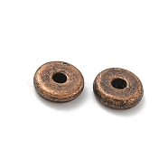 Alloy Beads, Cadmium Free & Lead Free, Flat Round, Red Copper, 7x2mm, Hole: 1.5mm, 2272pcs/1000g(TIBE-P003-50C-R)