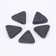 Natural Lava Rock Beads, Triangle, Dyed, Black, 16~17x17~17.5x5.5mm, Hole: 2mm(X-G-P316-H01)