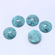 Cellulose Acetate(Resin) Cabochons, Half Round, Turquoise, 18x4~5mm(X-KY-S074-027)