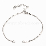 304 Stainless Steel Cable Chain Bracelet Making, with Lobster Claw Clasps and Heart Extension Chain, Stainless Steel Color, 7-1/8 inch(18cm)(AJEW-JB00782-01)