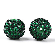 Transparent Resin Rhinestone Graduated Beads, with Acrylic Round Beads Inside, Green, 20mm, Hole: 2~2.5mm(RESI-S314-18x20-03)