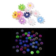 Luminous Resin Decoden Cabochons, Glow in the Dark, Two Tone Flower, Mixed Color, 9x8.5x2.5mm(RESI-K036-08B)