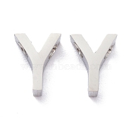 304 Stainless Steel Charms, Alphabet, Stainless Steel Color, Letter.Y, 8x6x3mm, Hole: 1.8mm(STAS-K216-41Y-P)