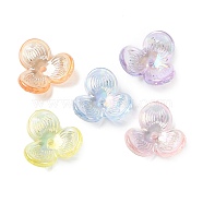 UV Plating Transparent Acrylic Beads Caps, Iridescent Flower, Mixed Color, 24x23x7.5mm, Hole: 2mm, about 409pcs/500g(SACR-A006-02)