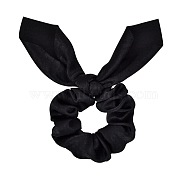 Rabbit Ear Polyester Elastic Hair Accessories, for Girls or Women, Scrunchie/Scrunchy Hair Ties, Black, 165mm(OHAR-PW0007-14D)