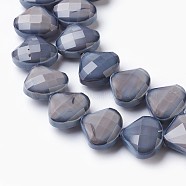 Opaque Solid Color Glass Beads Strands, Faceted, teardrop, Slate Gray, 13.5x16x7.5~8mm, Hole: 1mm, about 25pcs/strand, 13.66 inch(34.7cm)(GLAA-E405-01B-I)